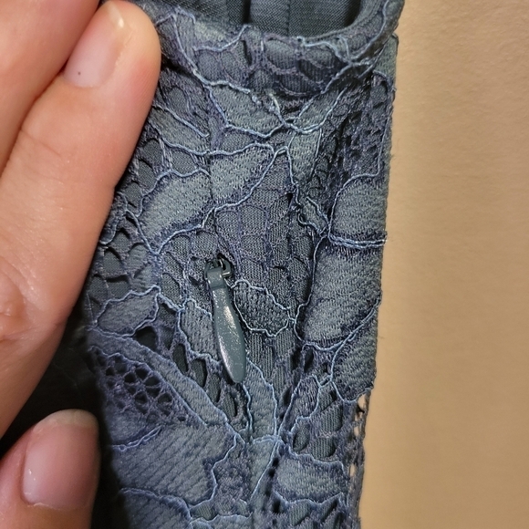 Colletta anthro dark green lace overlay high neck back keyhole lined dress size6 - Picture 4 of 9